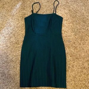 Dark green dress with white stripes, forever 21, small